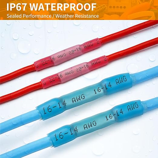 50PCS Heat Shrink Butt Connectors, Solder Butt Splice for Marine Automotive,Yellow