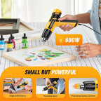 SEEKONE Mini Heat Gun, 600W Dual Temperature Hot Air Gun Tool 572℉&932℉, With 4.9Ft Long Cable and Overheat Protection for Crafts, Embossing, Paint Stripping, Shrink Wrap, and Heat Shrink Tube