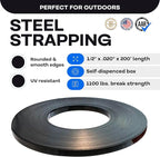 IDL Packaging 1/2" x .020" x 200' Steel Strapping Coil (1100 Lbs Break Strength) in Self-Dispensed Сardboard Box - Portable Strong Banding with Superior Cut-Resistance - Heavy Pallet Strapping