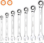 Amazon Basics Ratcheting Combination Wrench Set - Metric, 7-Piece