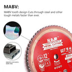 Metal Cutting Circular Saw Blade, Steel and Stainless Steel Cutting, The Cutting Head uses a Special Anti-Heat Sticking Coating with high Finish and Long Life, FMB 12 Inch 60-Tooth 1" TA