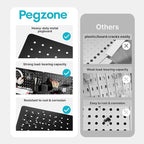 Pegboard Wall Organizer Combination Kit,Overall 33.1"x25.4" Metal Office Pegboard with 21 Accessories, Wall Mounted Peg board Display Panels for Home, Gaming Room, Garage (4Pcs,Black)
