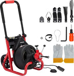 PioneerWorks 75Ft x 1/2 Inch Drain Cleaner Machine, Auto-feed Electric Drain Auger Professional for 2 to 4 Inch Pipes, with 6 Cutters, Glove, Drain Auger Cleaner Sewer Snake