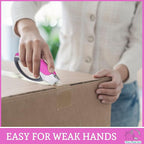 Pink Box Cutter Retractable Utility Knife - Two Pack Heavy Duty Cardboard Carton Cutter Opener Retracting - with 5 Sharp Utility Razors