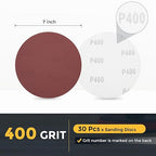 HARFINGTON 30 Pcs 7 Inch Sanding Disc 400 Grit Hook and Loop Sandpaper Random Orbital Sander Pads for Woodworking Automotive Metal Polishing