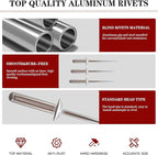 180Pcs Silver 1/8" Pop Rivets Assortment Kit,5 Sizes Aluminum Rivets,Aluminum blind pro Rivets for DIY/Metal/Furniture/Instruments