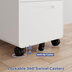 Rolling File Cabinet with Lock, 3 Drawer Metal Mobile Filing Cabinet Office Under Desk for Legal/Letter Size, Fully Assembled Except Casters