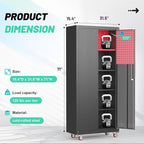 71" Metal Garage Storage Cabinet, Metal Garage Cabinets with Wheels,Tool Storage Cabinet with 5 Adjustable Shelves, Locking Steel Tool Cabinets for Home,Basement,Warehouse