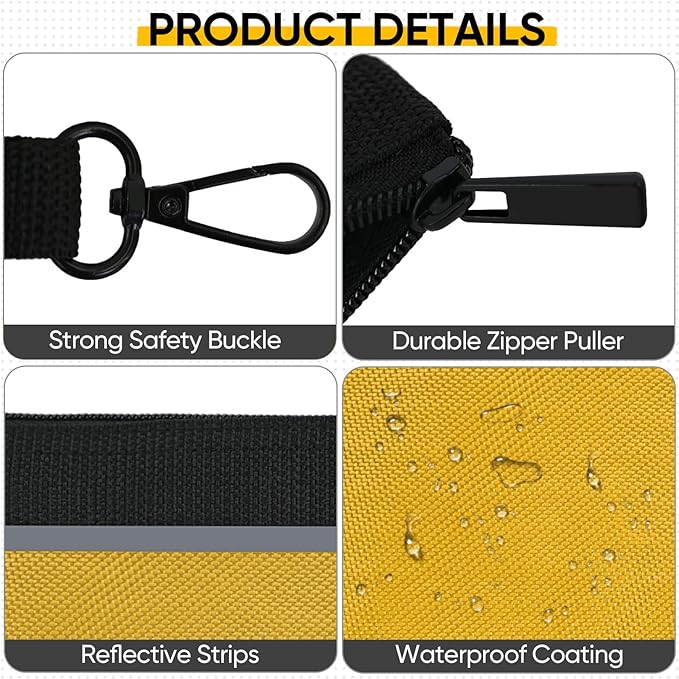 TICONN Tool Pouches with Zipper, 1680D Oxford Small Tool Bags, Waterproof Utility Bag Zipper Pouch for Tool Organizers and Storage (6 Pack Small)