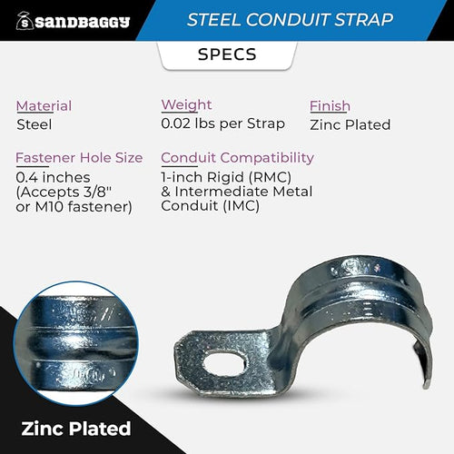 1-Inch One-Hole Conduit Strap | Steel Clamp for Rigid/IMC - Sandbaggy (1 inch, 400, Count)