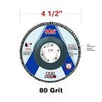 Sali 24 Pack Flap Disc 80 Grit 4.5" x 7/8-Inch Sanding Disc Bevel Type #29 Premium and Industrial Grade Angle Grinder Grinding Wheel High Performance Edge Grinding