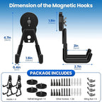 4 Pack Large Magnetic Hooks Heavy Duty Extra Strong Magnetic Garage Hooks Big NdFeB Industrial Magnet Hooks Magnetic Utility Storage Holder Organization with Anti-Slip Coating for Hanging Garden Tool