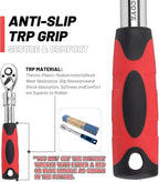 1/2 Inch Drive Extendable Ratchet, Durable Socket Wrench with Long Handle 72-Tooth Quick-Release Reversible, Soft Grip Handle Hand Tool (Red)