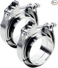 5 inch V Band Clamp - 2 sets of Quick Release Vband Exhaust Clamp with Flange Stainless Steel for Automotive exhaust system, turbocharger, downpipe and mufflers (5" - 2 Pack)