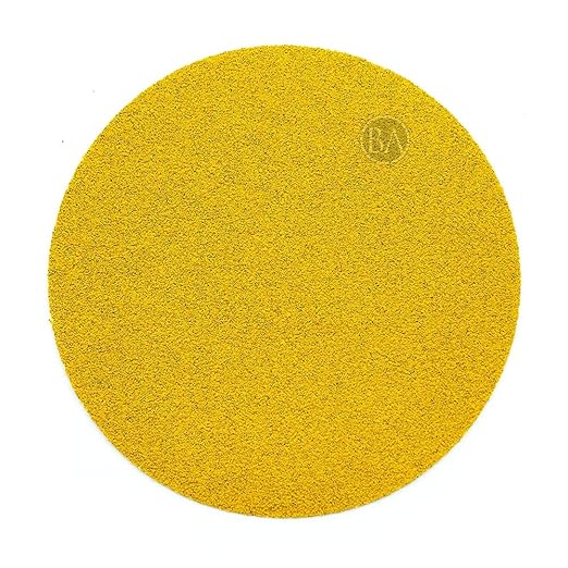 Benchmark Abrasives 5" Premium Aluminum Oxide Stearated Gold No Holes Hook and Loop Discs for Sanding of Metals Non-Ferrous Metals Wood Plastic Fiberglass (50 Discs) - Mixed High Grits