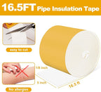 Pipe Insulation Tape, Pipe Wrap Insulation Foam Tape Self Adhesive, Outdoor Water Pipe Insulation Roll for HVAC, AC Line Insulation, 5 inch x 16.5 FT Heat Tape for Water Pipe, White