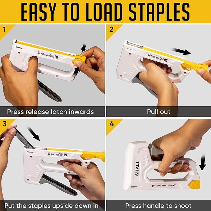 SHALL Light Duty Staple Gun for Wood - White Upholstery Staple Gun with 1600pcs JT21 Staples 1/4, 5/16, 3/8 inch and Staple Remover - Fabric Stapler Gun for Crafts, DIY, Decoration