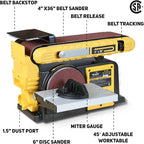 4.5-Amp Belt & Disc Sander Combo, 4x36 in. Belt & 6 in. Disc Sander with 3/4HP Motor, Upgraded Model