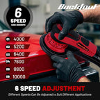 Bucktool 3.0 Amp 6 Inch Orbital Sander Brushless Motor, 4000-10000 Variable Speed, 5mm Orbit Diameter, with Precision Dust Control & 4 Sanding Pads