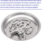 8 PCS Magnetic Bowls 6 Inches, Magnetic Trays Set Round, Stainless Steel Magnetic Parts Tray Set for Bolts, Pins, Screws, Nuts, Small Parts Tools Organization for Workshop, Garage, Craft Room