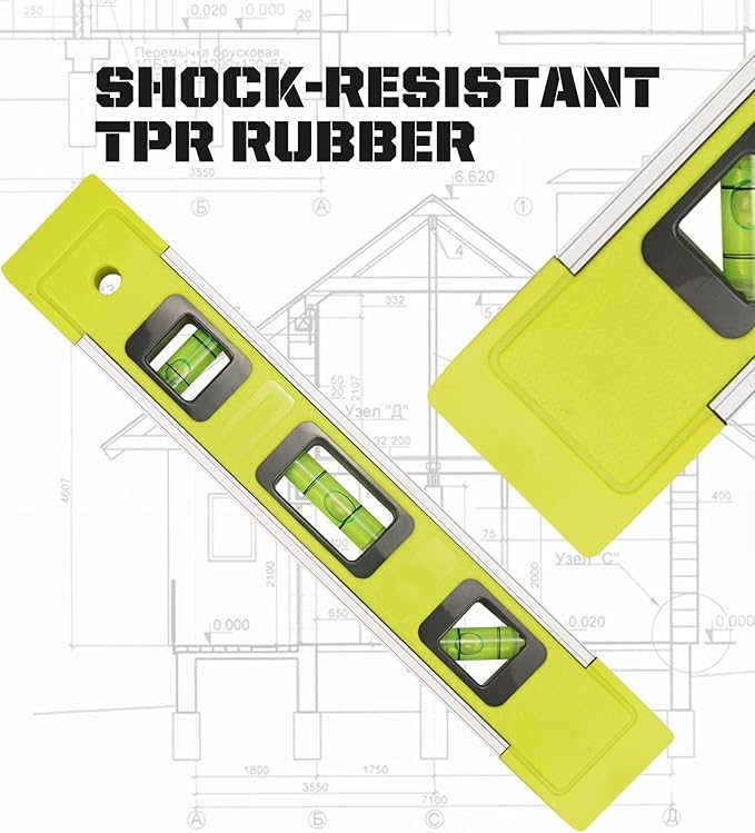 Level & Tool Magnetic Aluminum Reinforced Torpedo Level, 9", Green (3PCS)
