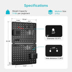 Pegboard Wall Organizer Combination Kit, Overall 25.4"x16.6" Metal Office Pegboard with 13 Accessories, Wall Mounted Peg board Display Panels for Home, Gaming Room, Garage (2Pcs, Medium,Black)
