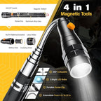Magnetic Pickup Tool Set with 15lb&1lb Pick Up Rod, Round&Square 360 Swivel Adjustable Inspection Mirror and Telescoping Flexible Flashlight, Birthday Gifts For Men, Dad, Husband, Father