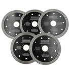 DT-DIATOOL Diamond Granite Blade 4-1/2 Inch for Marble Porcelain Tile Ceramic Diamond Cutting Disc with Mesh Turbo Diamond Segments Pack of 5