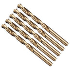 Drill Bit, 19/64" Cutting Diameter (7.541mm), 4241 HSS Gold 118° Cutting Angle Versatile Jobber Bits - (Applications: for Drilling Plastic Wood Soft Thin Metal), 5-Pieces