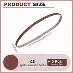 HARFINGTON 3/8 x 21 Inch Sanding Belts, 5 Pcs 40 Grits Aluminum Oxide Abrasive Belt Sander File Belt for Woodworking, Metal Polishing, Knife Sharpener