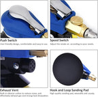 Air Random Obrital Sander 5" Dual Action Palm Sander, Hook and Loop Air Powered and Swirl Free. (5" da sander)