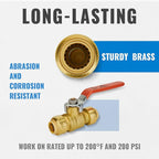 Shut Off Ball Valve 1/2 Inch, SUNGATOR 1/2 Inch Ball Valve, Push-to-Connect Water Shutoff, No Lead Brass Pushfit Plumbing Fittings for PEX Pipe, Copper, CPVC, Pack of 1