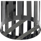 Global Industrial 24 Gallon Heavy-Duty Outdoor Metal Slatted Round Trash Receptacle with Rain Bonnet Lid, Powder Coat Finish, 23" Diameter x 41-3/4"H, Black