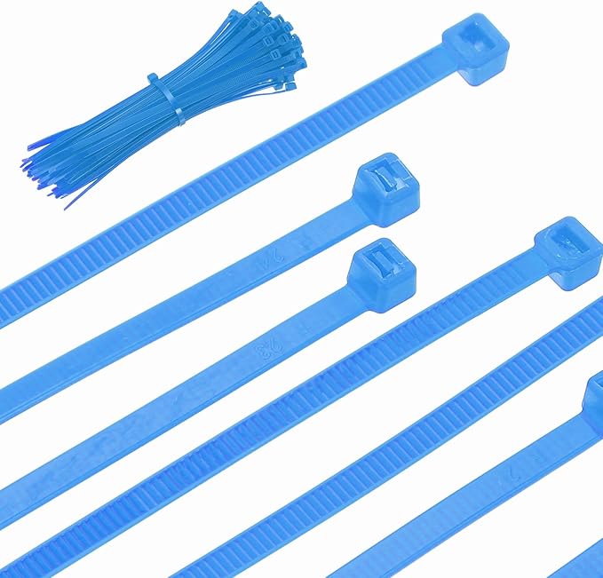 PATIKIL Cable Zip Ties 8 Inch, 100 Pcs Self-Locking Nylon Wire Tie Wraps Heavy Duty Cord Management with 50 lbs Tensile Strength for Indoor and Outdoor, Blue (0.2" W)