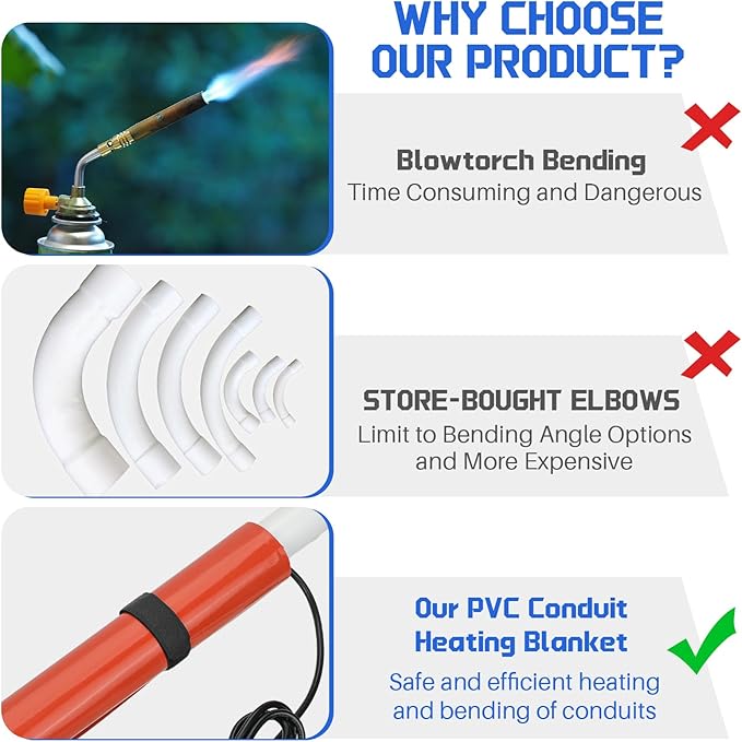PVC Heating Blanket, PVC Conduit Bender Use High-Quality Silicone Material, Faster heating speed with Longer Service Life, 120V/200W (3-1/2" To 4")
