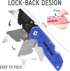 Folding Utility Knife 6-Pack, Quick-change Box Cutter for Cardboard and Boxes, Box Cutter Knife with Metal Clip, Back-lock Design Heavy Duty Box Opener with Extra 10 Blades (6-Pack)
