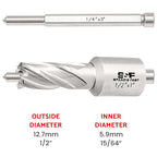 S&F STEAD & FAST - Annular Cutter, 1/2-inch Diameter x 1-inch Depth of Cut for Magnetic Drill Press, Mag Drill Bits with Pilot Pin