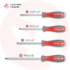 INTERTOOL Screwdriver & Precision Driver Tool Set with Magnetic tips and Bits - Phillips, Flat Head, Torx, Hex - Cr-V Steel with Cushion Grip Handles VT08-3329