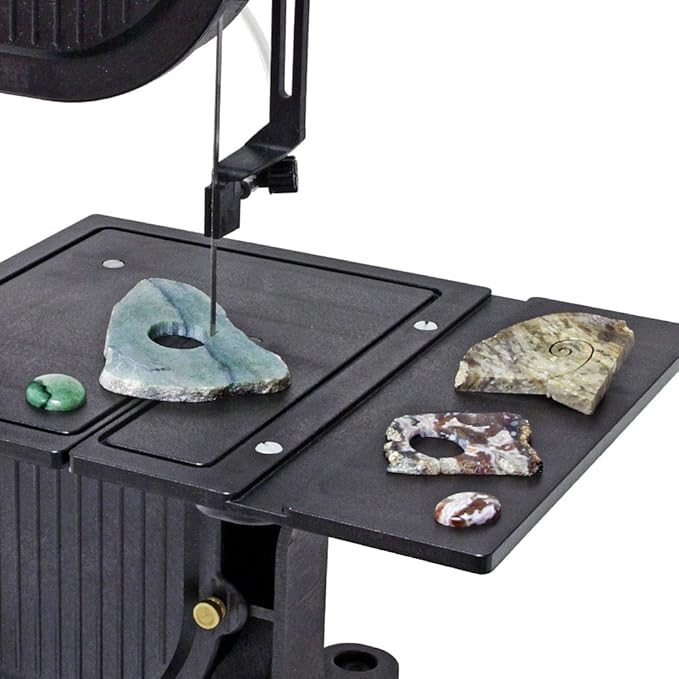 Inland Craft DB-100 Band Saw Machine, Tabletop Wet Tile Saw for Cutting Stained Glass, Stone, Plastic, Coral, Metals, Wood, Cut Free-Form Cabochons, Shapes & Curves - Includes THREE Blades