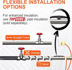 Water Pipe Heat Cable for Pipe Freeze Protection, Self-Regulating Heating Cable for Metal and Plastic Pipes, Energy-Saving Heat Tape for Water Pipes Keeps Water Flowing at -40°F, 60Ft, 120V
