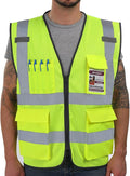 Dib Safety Reflective Vest Mesh, High Visibility Vest with Pockets and Zipper, Construction Work Vest ANSI Class 2, Yellow Mesh 3XL