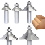 5Pcs Bearing Guided Bead Ovolo Bit Set,1/2" Shank Double Ribbed Ovolo Bits with Twin Arc,Rounding Over Radius 1/8”,5/32",9/32",5/16" and 3/8" for Wood Edging,Profiling,Molding