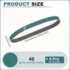HARFINGTON 2 1/2 x 60 Inch Sanding Belts, 6 Pcs 40 Grit Zirconia Abrasive Belt Sander File Belt for Woodworking, Metal Polishing, Knife Sharpener