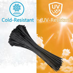 Zip Ties 16 inch(100 Pack), 60 lb, Black Cable Ties, UV Resistant Wire Ties for Indoor and Outdoor Use, Paloka