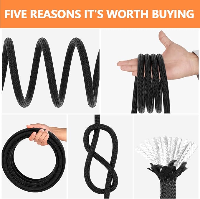 X XBEN Braided Polyester Arborist Rope 1/2 inch X 120ft, 48 Strands, 12 inner core,5174 LBS Breaking Strength Outdoor Ropes, Arborist Rigging Code for Rock Hiking Camping Swing Tree,Black Rescue,Black