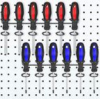 Hotop 2 Pieces Pegboard Screwdriver Holder Peg Board Tool Utility Hooks Pegboard Accessories Six-Tool Organizer Racks Accessory Multi-Ring Holder for Pliers(Black)