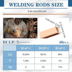 Tandefio 40 Sticks Brazing Rods AWS BCUP-3 5% Silver Solder Phos Copper Brazing Alloys Flat Welding Rods Industry 0.050"x1/8"x10" for Air Conditioning Refrigerator Cold Storage HVAC Units
