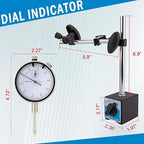 Dial Indicator with Magnetic Base and Point Precision Inspection Set, Dial Test Indicator Long Arm 0-1" Professional Gauge 0.001", Magnetic Dial Indicator Base Holder with Fine Adjustment, by NAKAO