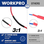 WORKPRO 100 FT 3/8" Heat Shrink Tubing, 3:1 Ratio Dual Wall Adhesive Lined Heat Wire Shrink Wrap Tubing, Industrial and Marine Grade Shrinking Cable Tube, Flame Retardant and Waterproof, Black