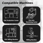 3/8" Micrograin Carbide Square End Mill Set 2 Flute HRC 55 AlTiN Coating End Milling Bits for Milling Alloy Steels, Hardened Steel, CNC Router Bits